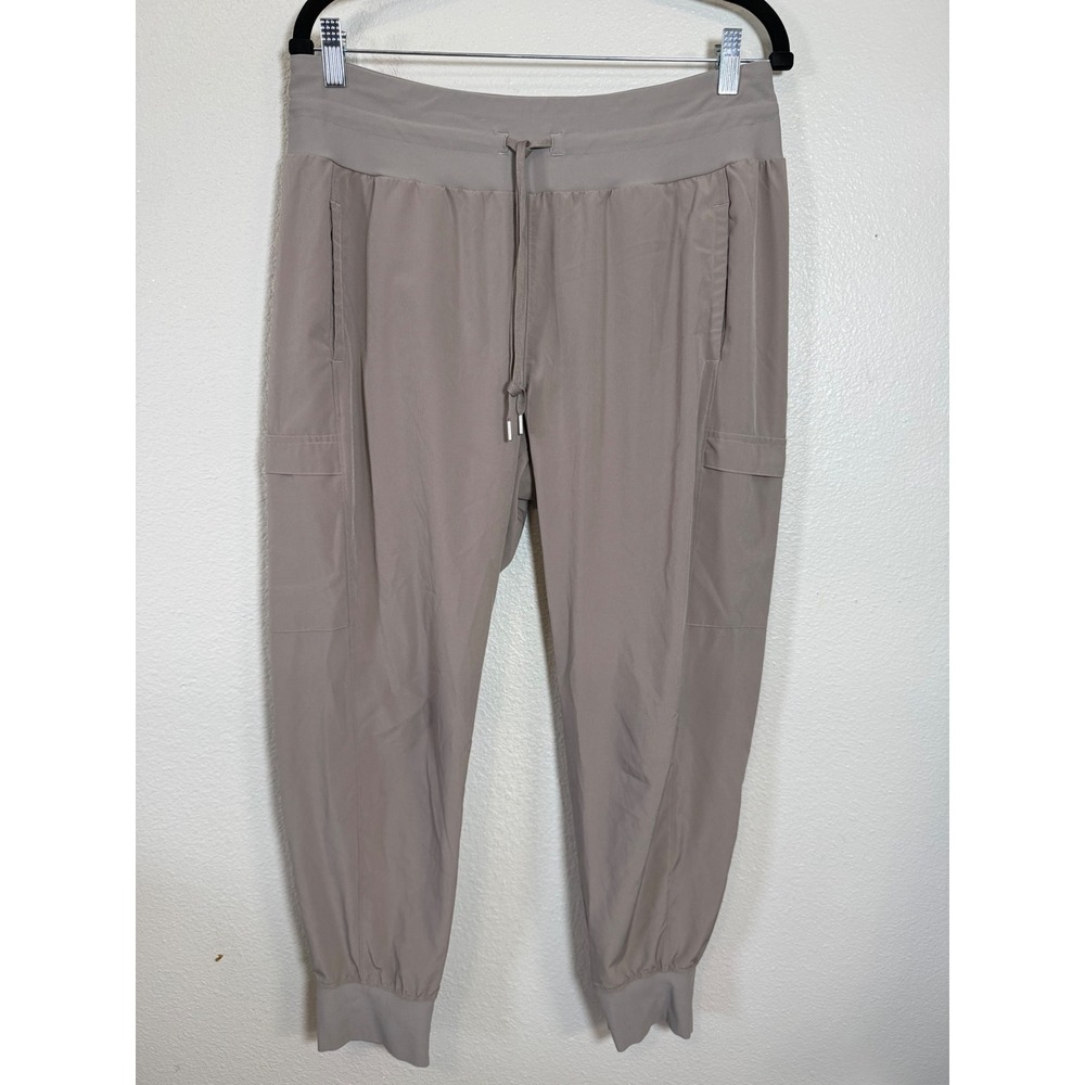 Calia Womens Cargo Jogger Pants Taupe Mauve Large Drawstring Elastic Waistband - Picture 2 of 6